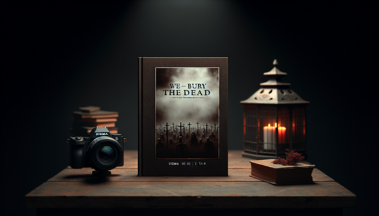 alt_text: Book cover with ominous title "We Bury the Dead" against a dark, eerie backdrop.