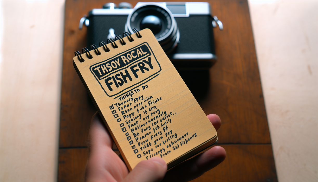 alt_text: "A list titled 'Things To Do' encourages exploring a local fish fry for a fun outing."