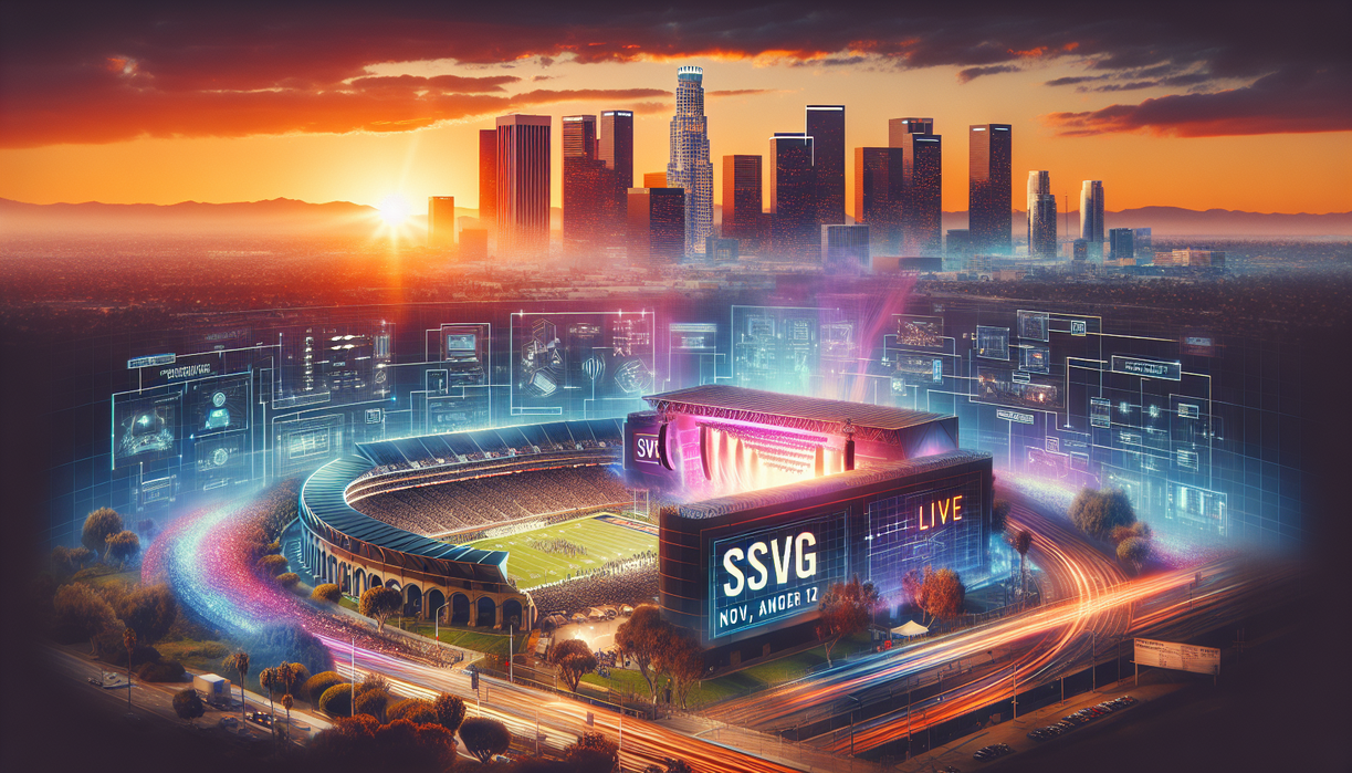 "alt_text": "Colorful stage at SVG LIVE! 2026 with dynamic light displays and a vibrant audience."