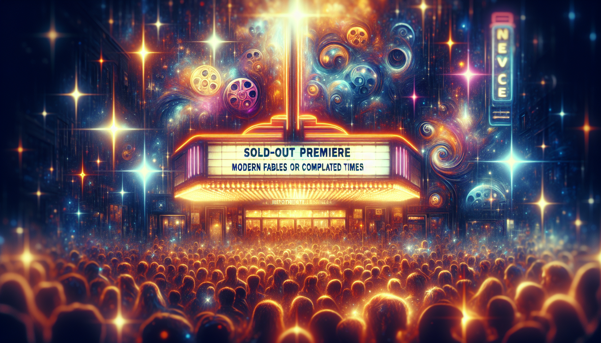 alt_text: A futuristic cityscape with vibrant lights and holographic musicians performing on a digital stage.